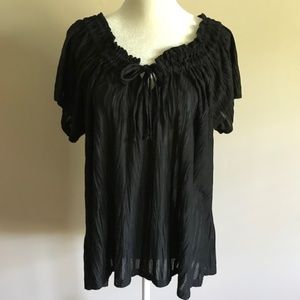 Rafaella Woman Black Cinch Tie Neck Top